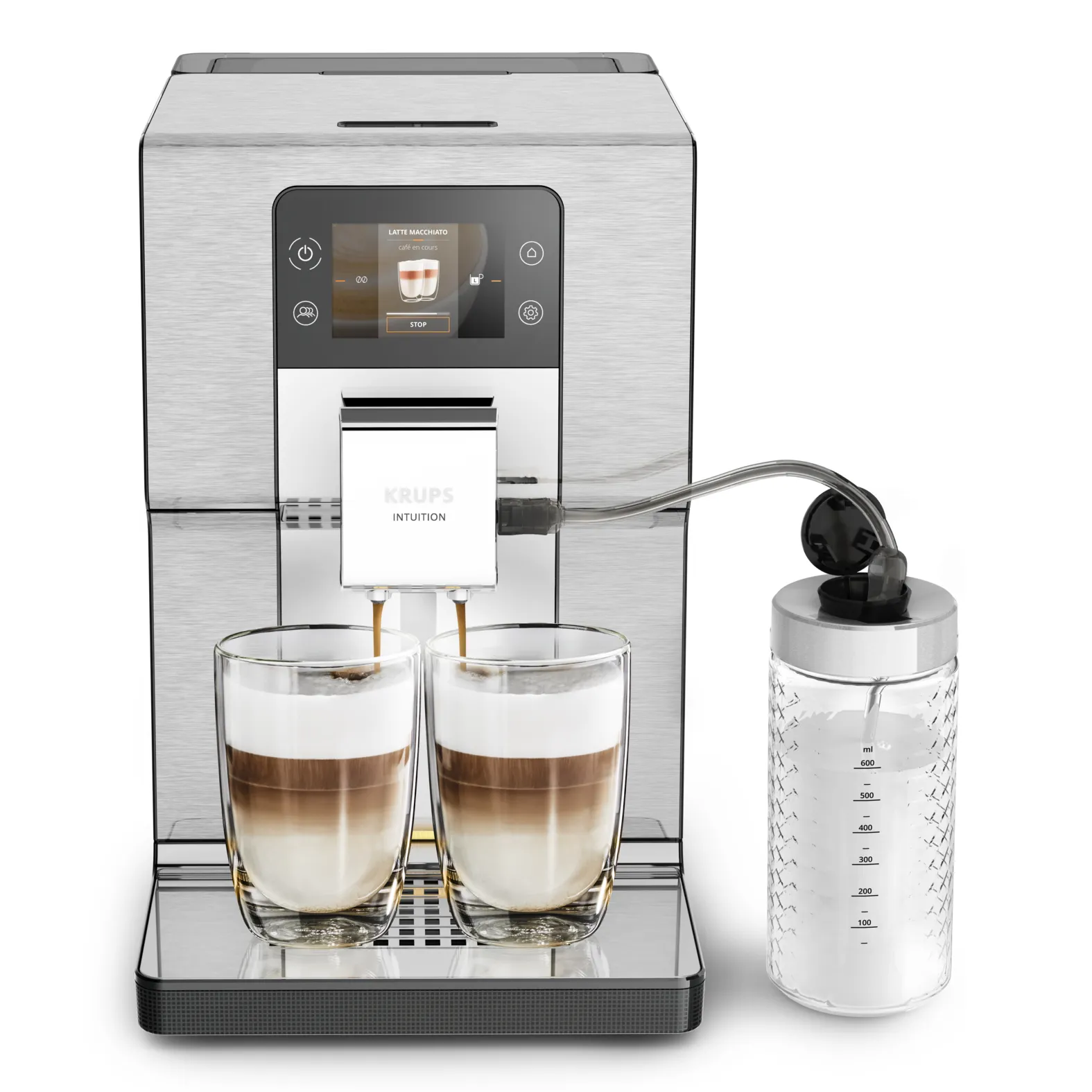 Krups Intuition Experience+ EA877D  - kombinerad kaffebryggare, helautomatisk, Svart, Borstat stål