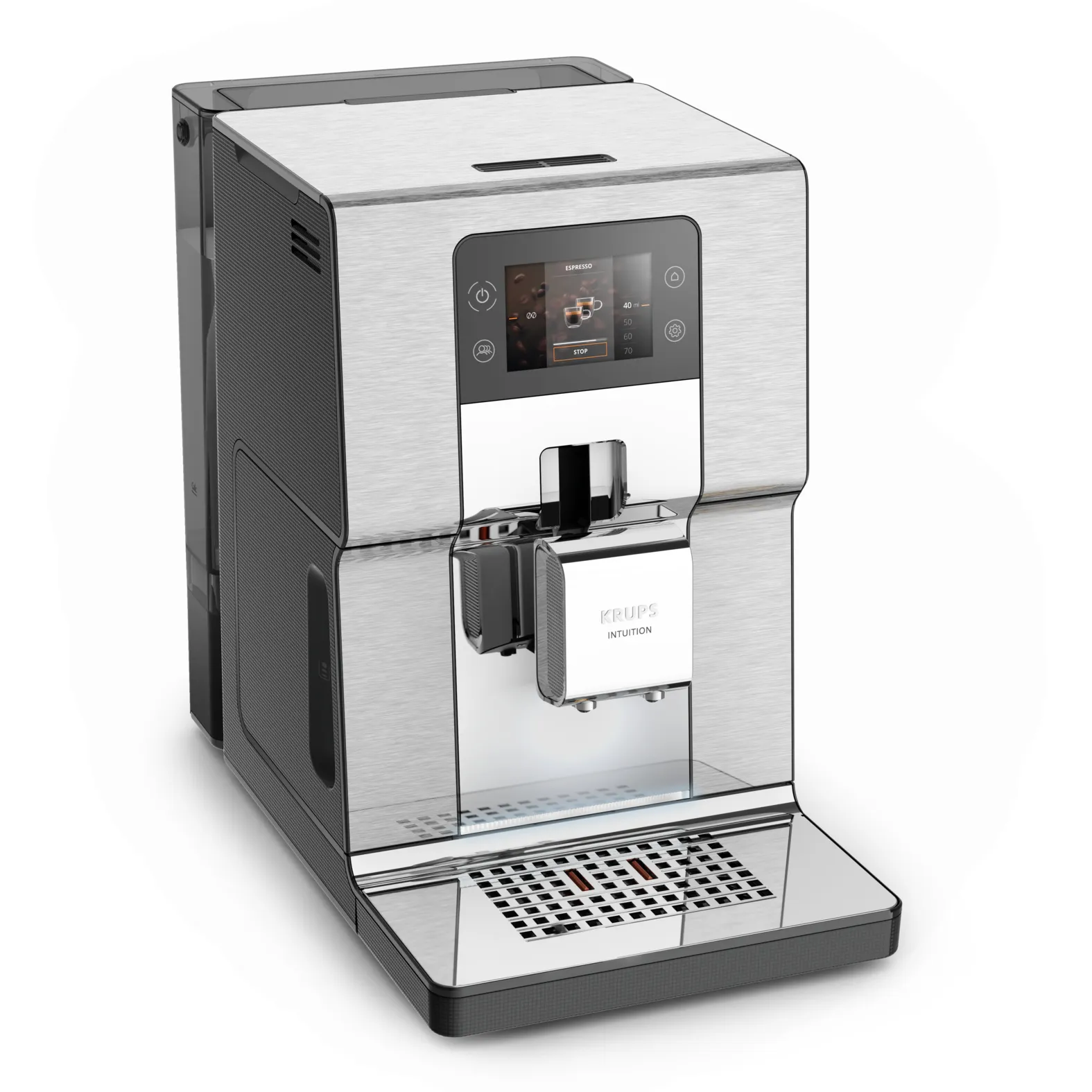 Krups Intuition Experience+ EA877D  - kombinerad kaffebryggare, helautomatisk, Svart, Borstat st&aring;l