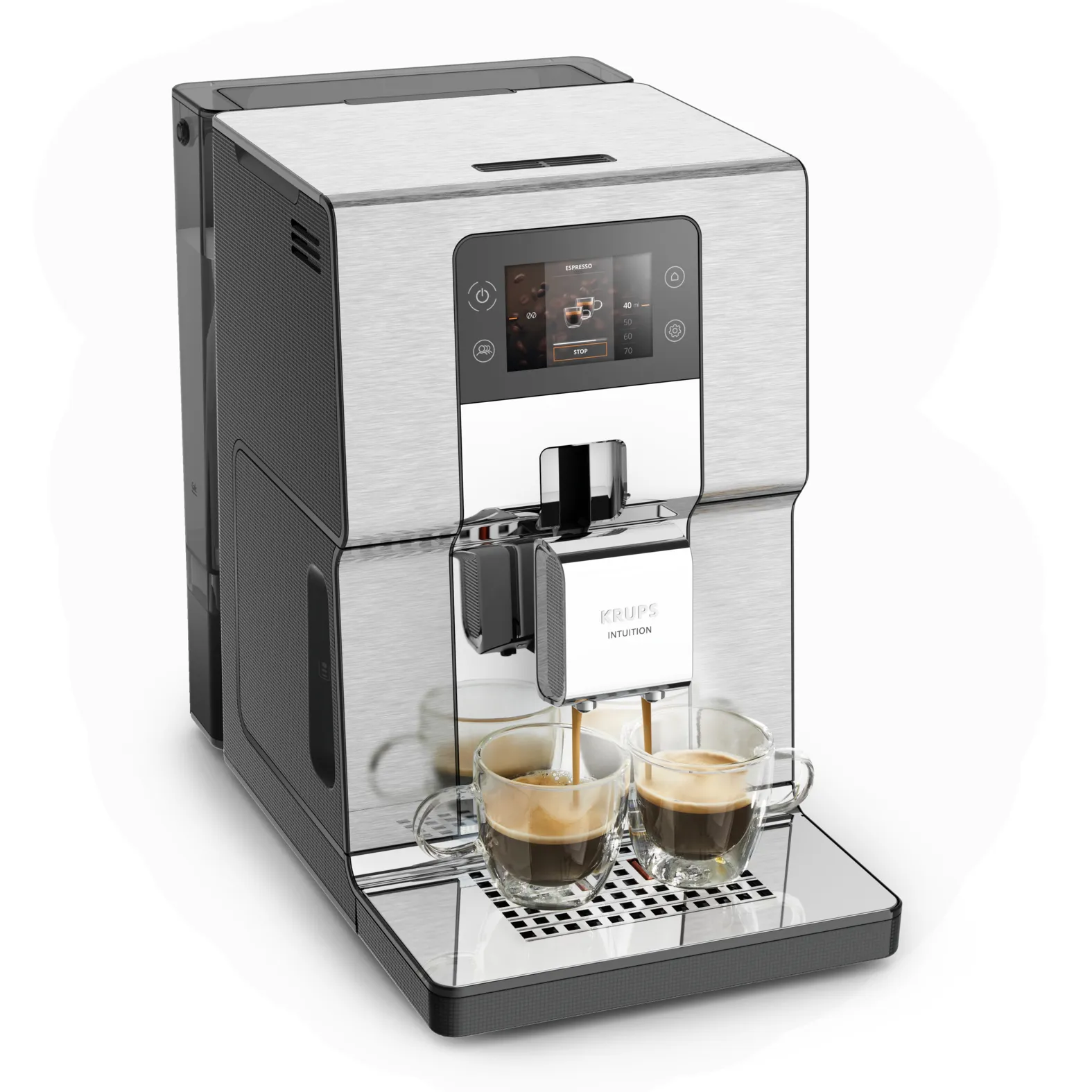 Krups Intuition Experience+ EA877D  - kombinerad kaffebryggare, helautomatisk, Svart, Borstat stål