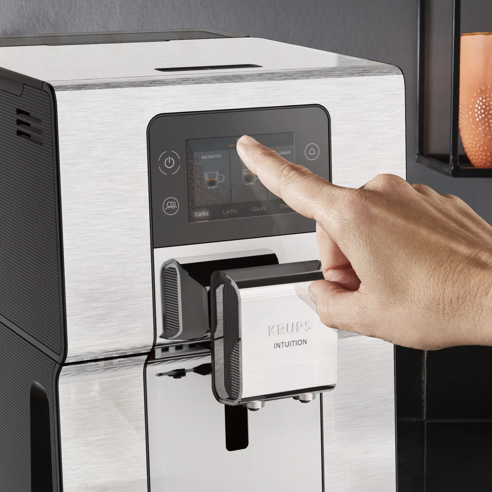 Krups Intuition Experience+ EA877D  - kombinerad kaffebryggare, helautomatisk, Svart, Borstat stål