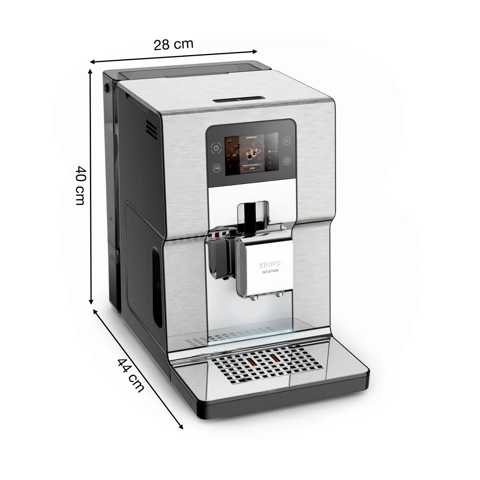 Krups Intuition Experience+ EA877D  - kombinerad kaffebryggare, helautomatisk, Svart, Borstat stål