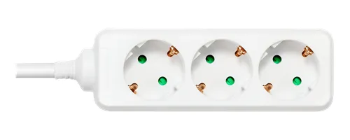 Deltaco GT-0300 1.5m - grounded extension cord with touch protection, white