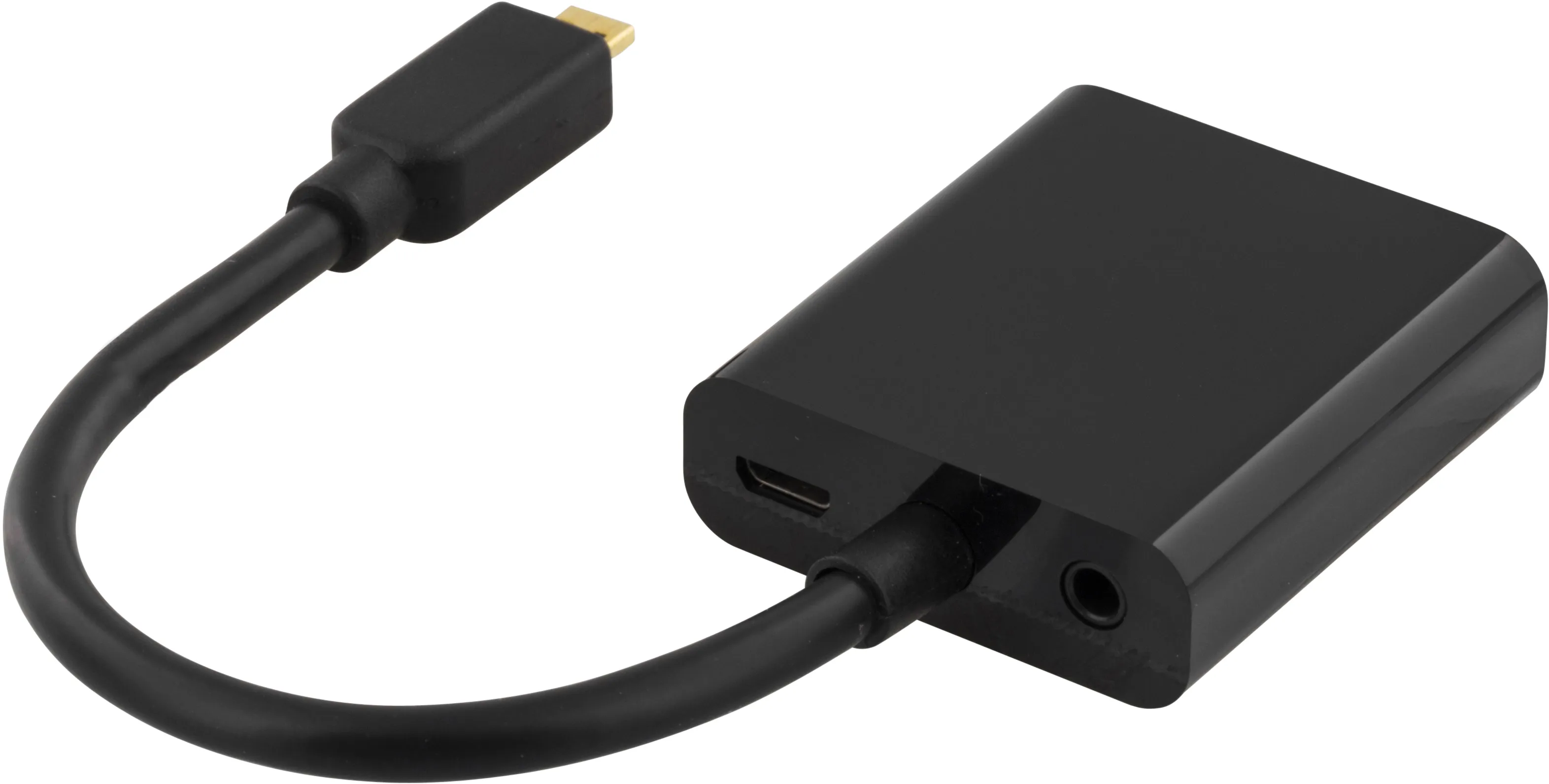 DELTACO micro HDMI - VGA-sovitin,19-pin ur -15-pin+3,5mm, 0,2m, musta