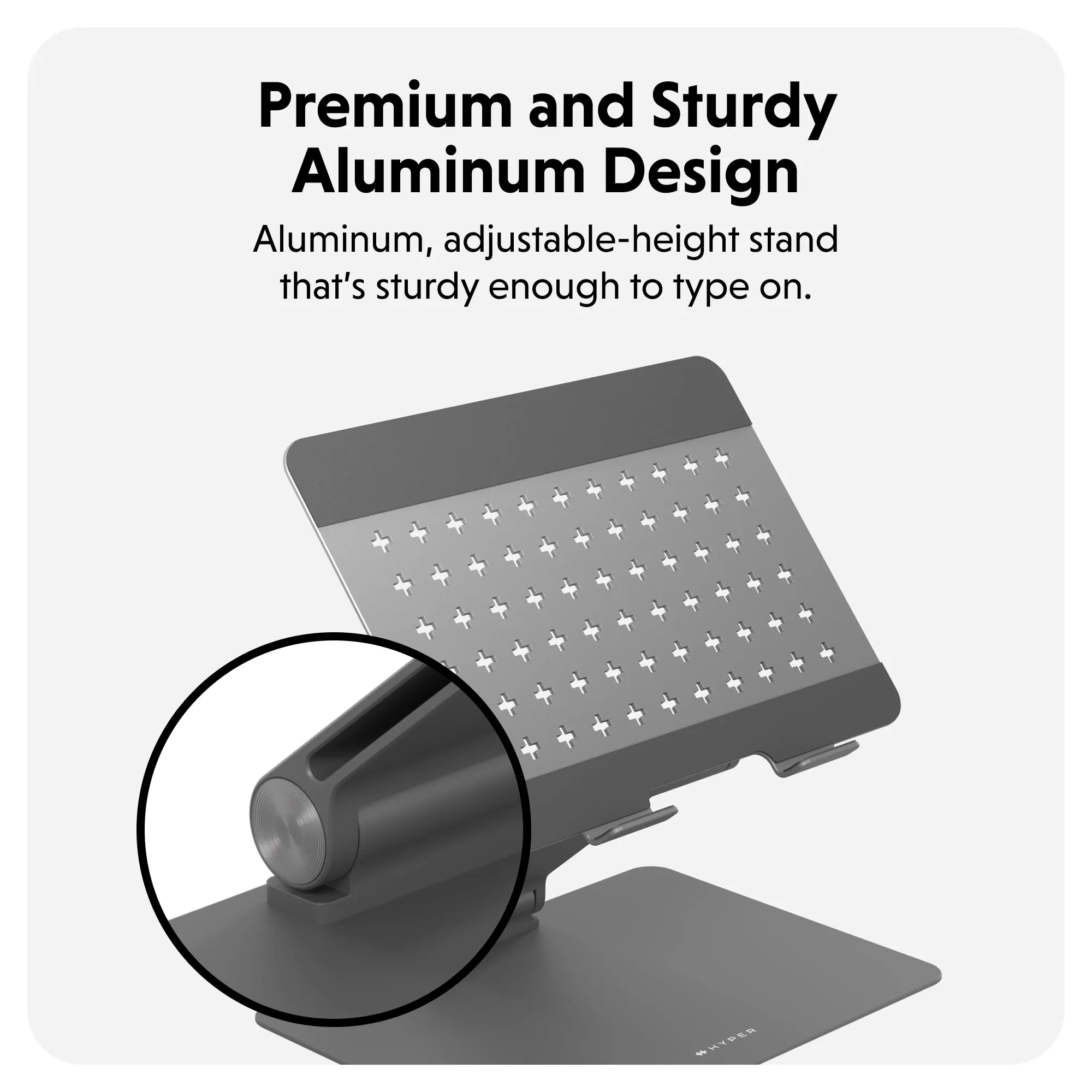 Hyper HyperSpace Flex Laptop Stand -kannettavan tietokoneen s&auml;&auml;dett&auml;v&auml; teline, harmaa