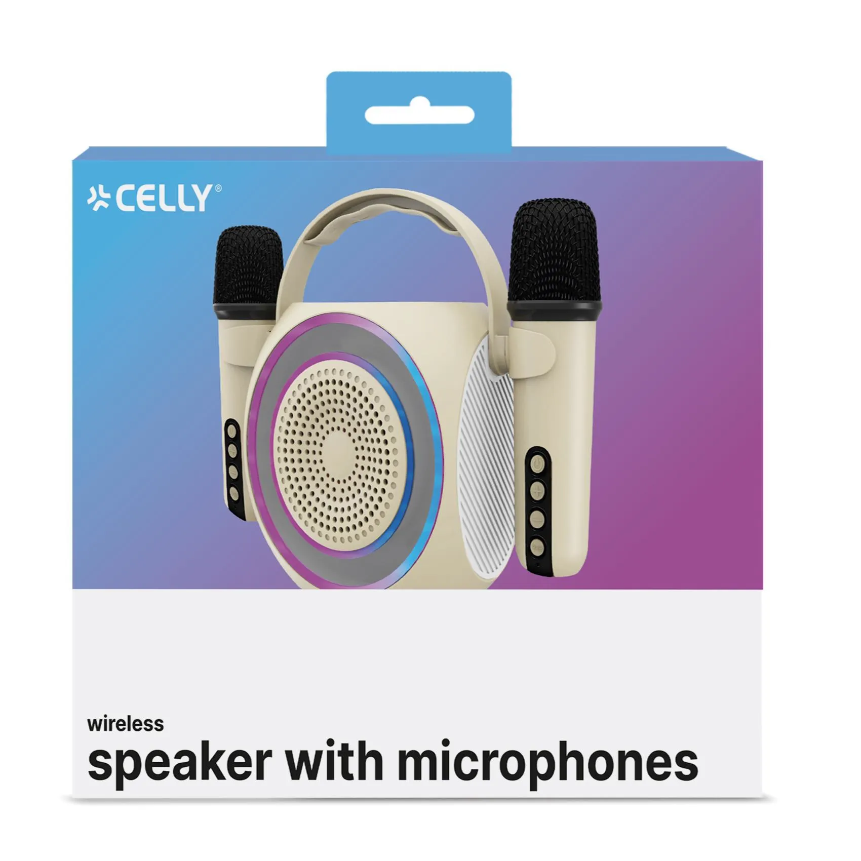 Celly PARTYMIC2WH tr&aring;dl&ouml;s, Bluetooth b&auml;rbar h&ouml;gtalare, vit