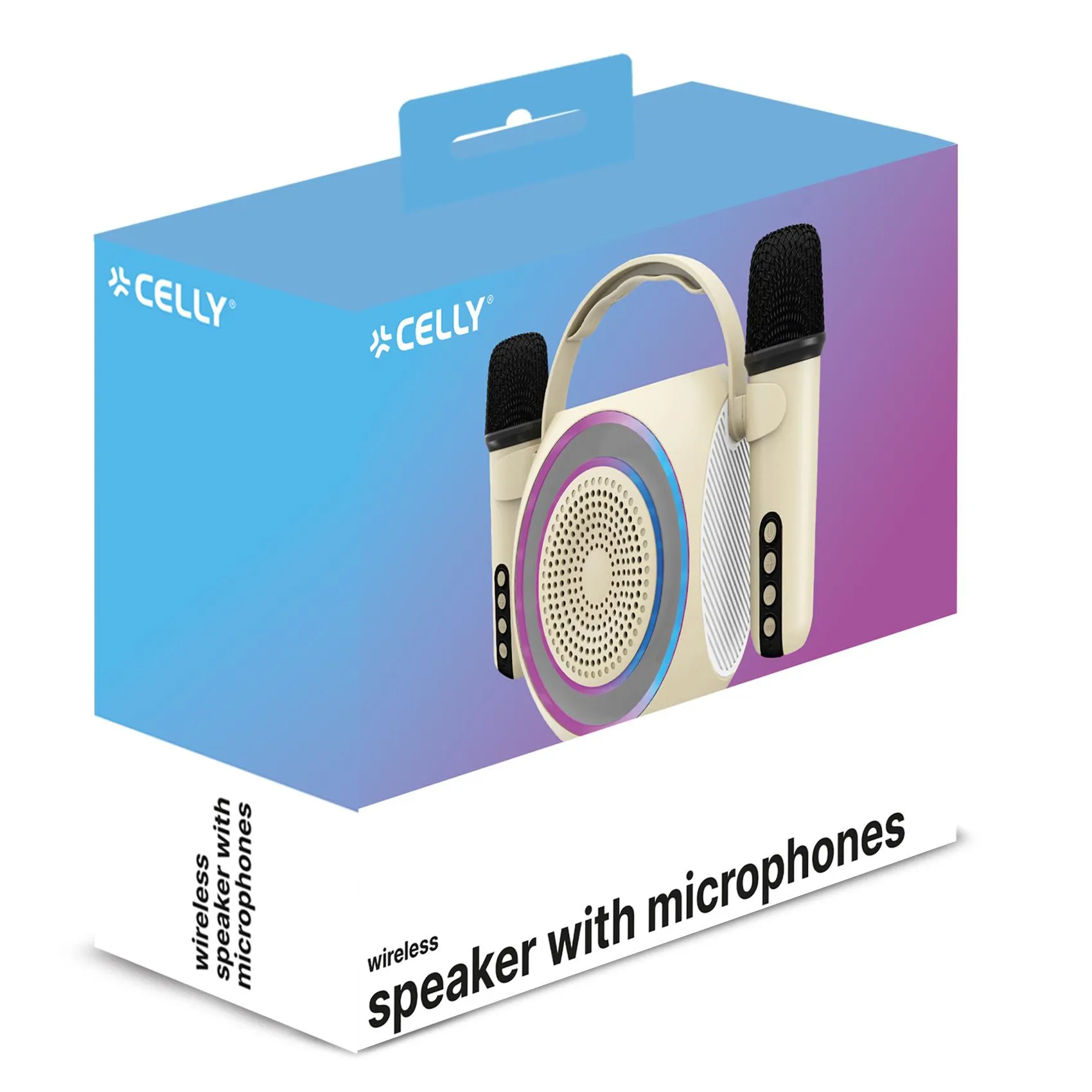 Celly PARTYMIC2WH tr&aring;dl&ouml;s, Bluetooth b&auml;rbar h&ouml;gtalare, vit