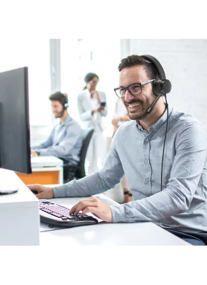Port Designs Comfort Office USB Stereo - headset with Microphone (USB-C & USB-A)