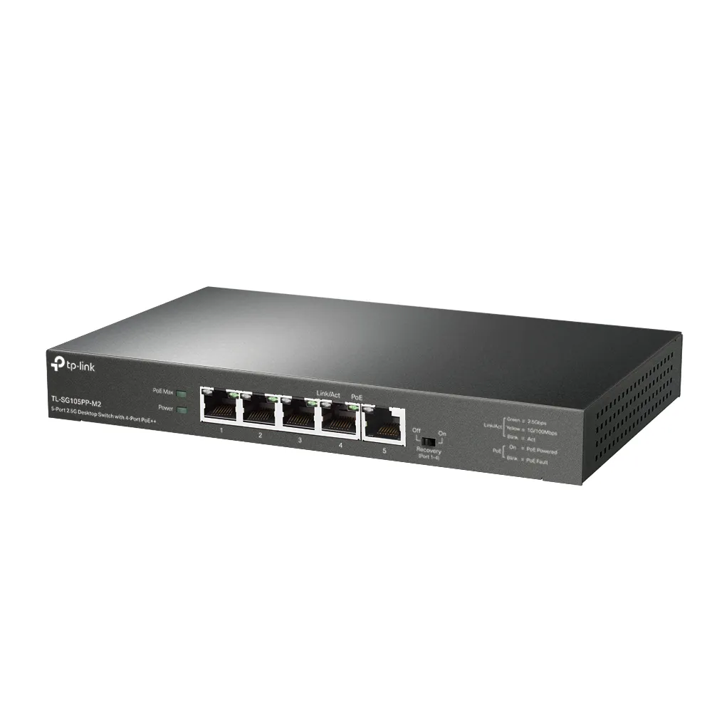 TP-Link TL-SG105PP-M2 - 5-port 2.5 Gigabit Unmanaged PoE++ Switch, Black