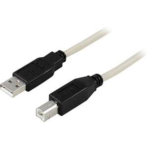 Deltaco USB-A - USB-B -kaapeli, 5 m, Harmaa/Musta