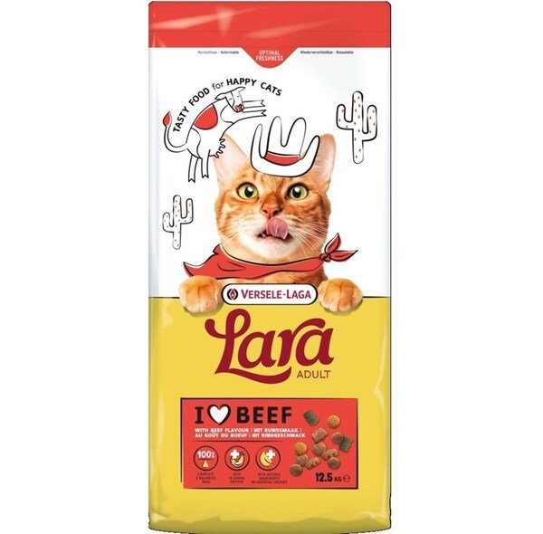 Versele-laga Lara Adult with Beef, Kissan kuivaruoka, 12,5 kg