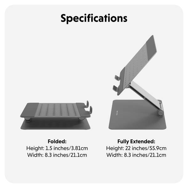 Hyper HyperSpace Flex Laptop Stand - justerbart b&auml;rbar datorst&auml;ll, gr&aring;