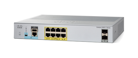 Cisco Catalyst 2960L-8PS-LL - Kytkin - Hallinnoitu - 8 x 10/100/1000 + 2 x Gigabit SFP (uplink) - ty&ouml;p&ouml;yt&auml;, r&auml;kkiin asennettava - PoE+ (67 W)