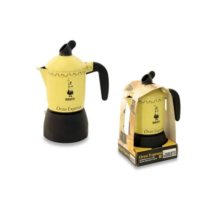 Bialetti Orzo Express -mutteripannu, 4 kuppia, alumiini, musta ja keltainen