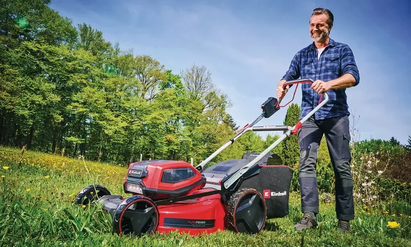 Einhell GP-CM 36/52 S Li BL Cordless Self-Propelled Brushless Lawn Mower, 36 V, 52 cm, 65 L, Black/Red