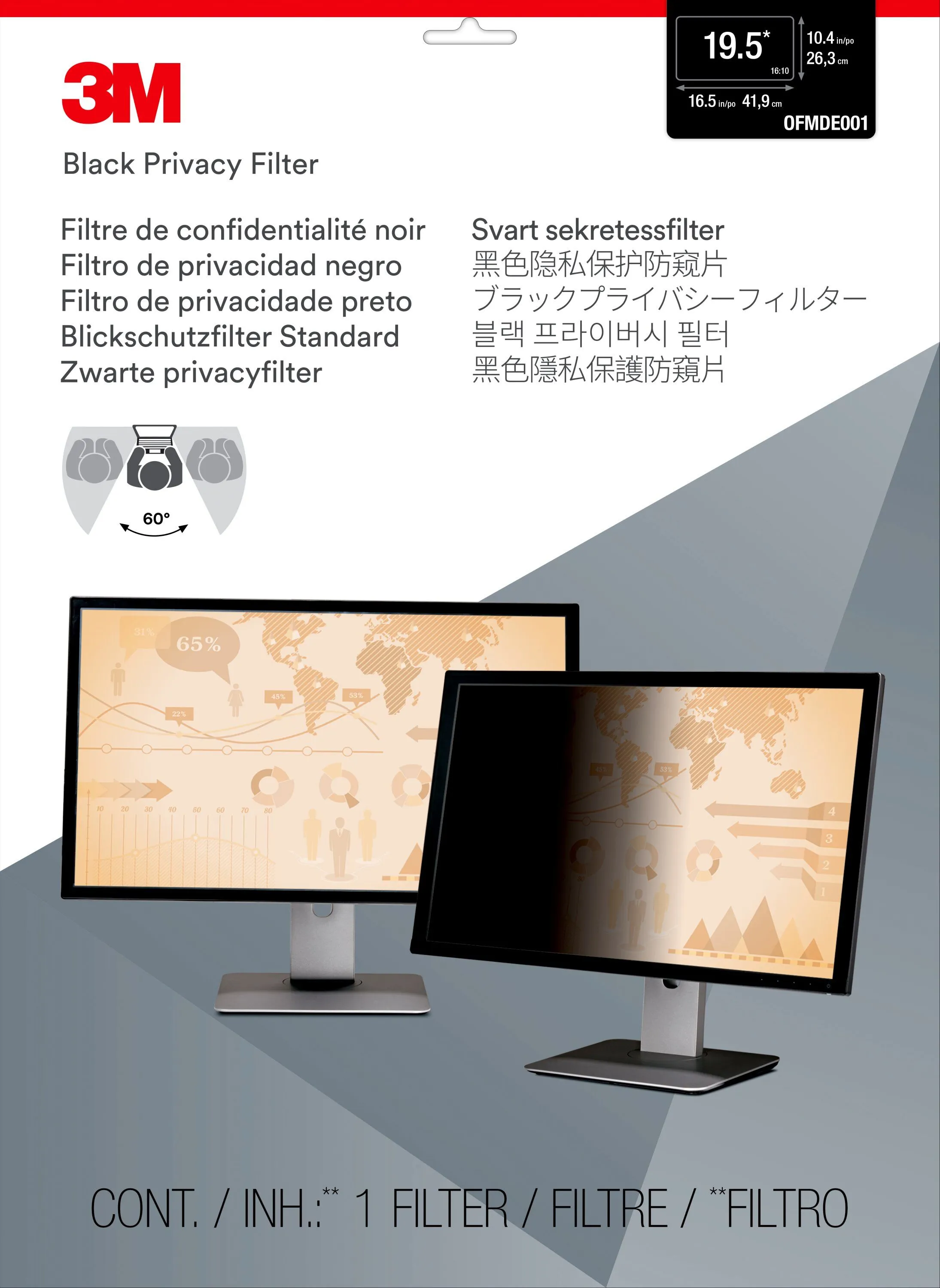 Filter 3M Privacy Monitor 19.5in/16:10