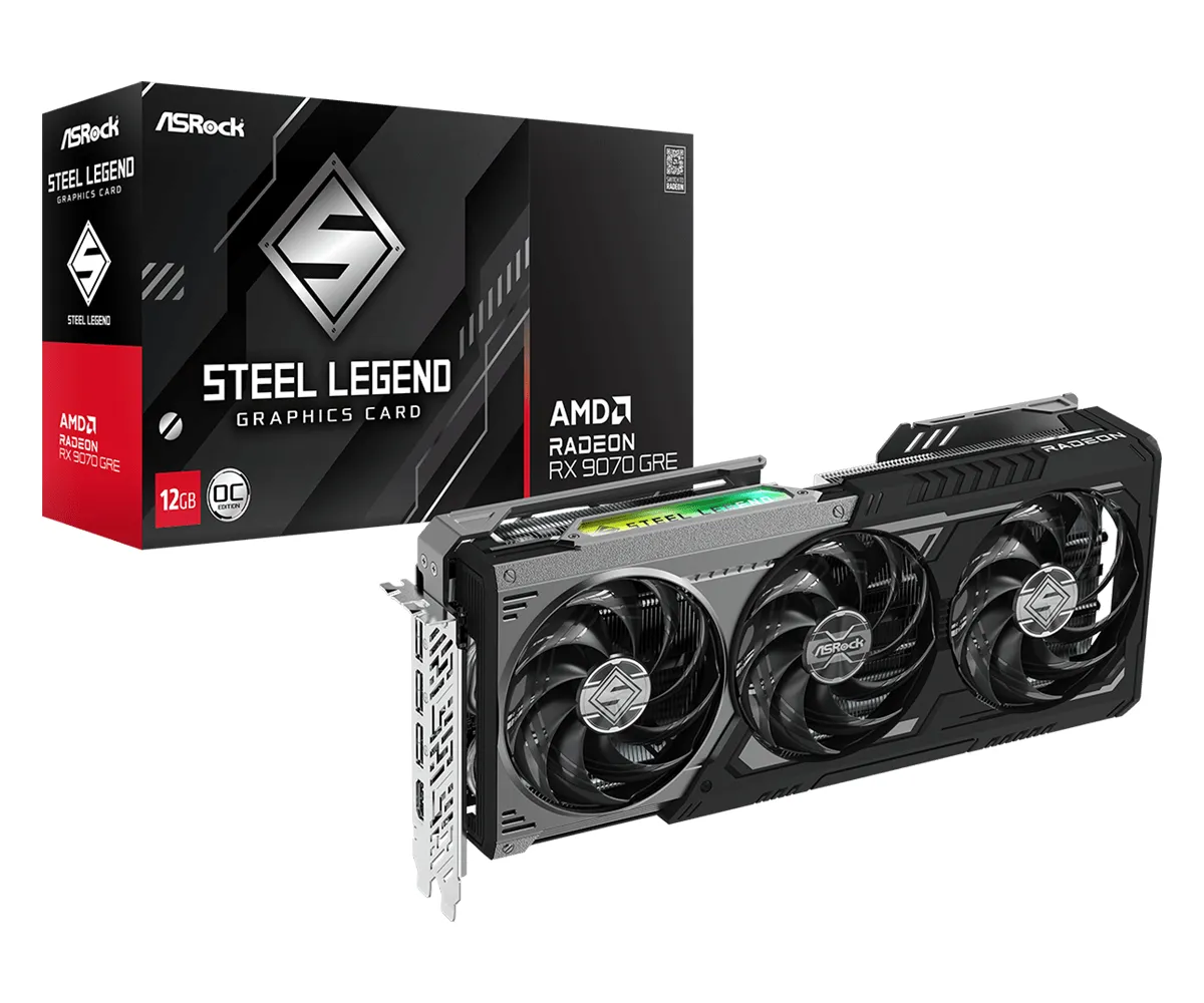 ASRock Radeon RX 9070 GRE Steel Legend Dark OC 12 GB grafikkort