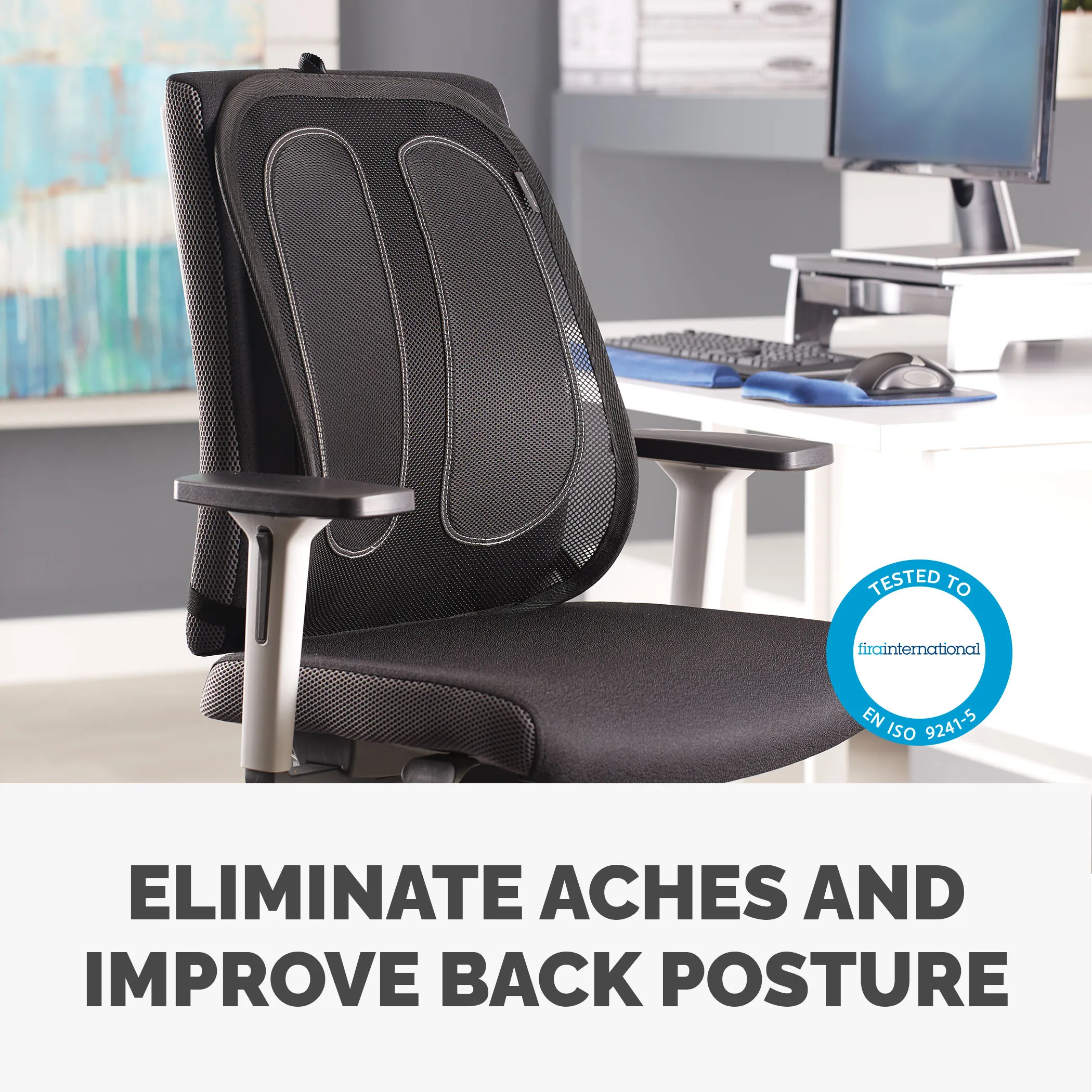 FELLOWES Chair back Office Suites Mesh Back Support Black