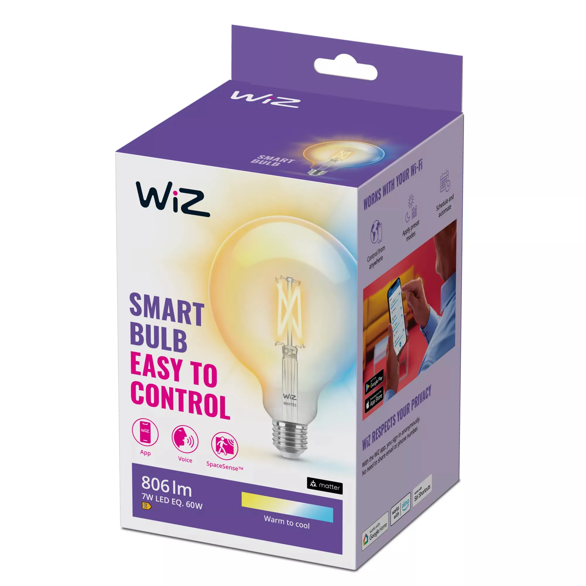 WiZ white Filament E27 - smart bulb