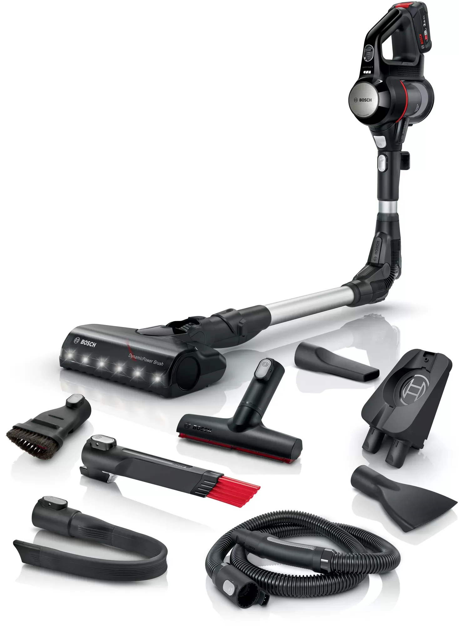 Bosch Unlimited 7 BCS711EXT -varsi-imuri 0.3 L 3 Ah pussiton, musta/punainen