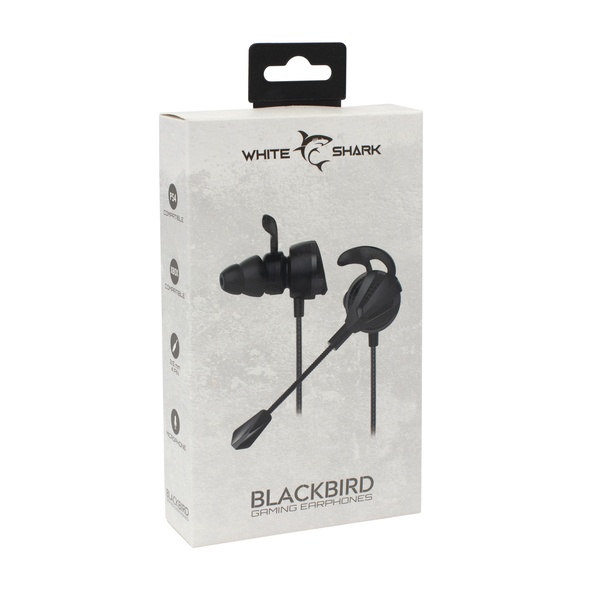 WHITE SHARK IN-EAR SLUALICE + MIKROFON GE-537 BLACKBIRD CRNE
