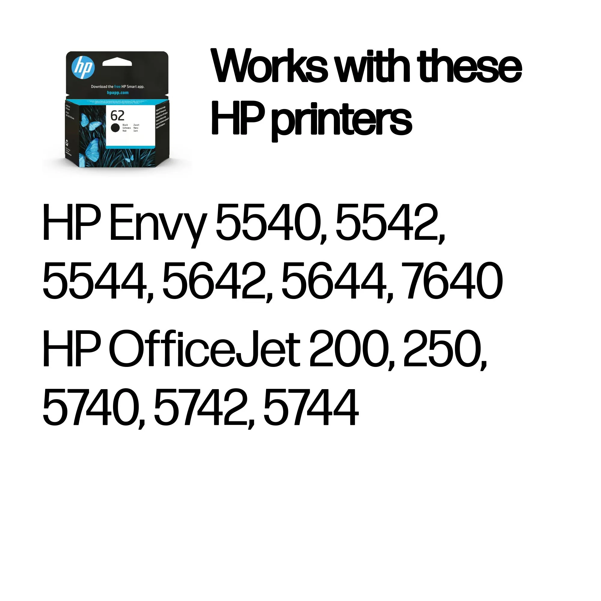 HP 62 Black Ink Cartridge Blister