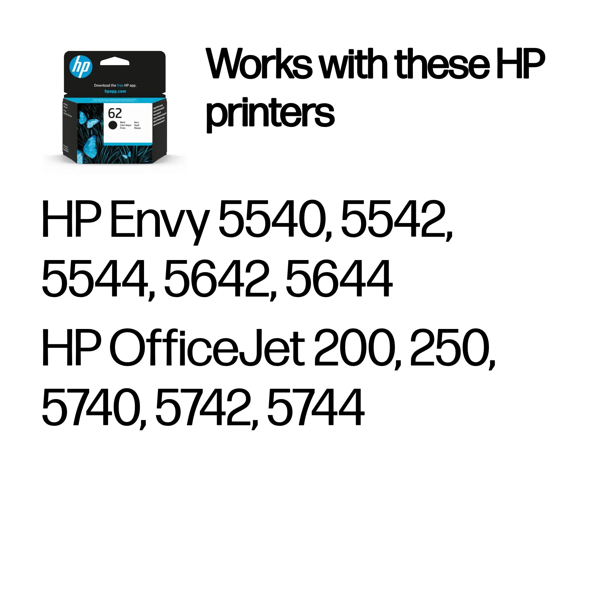 HP 62 ink cartridge, 4 ml, Black