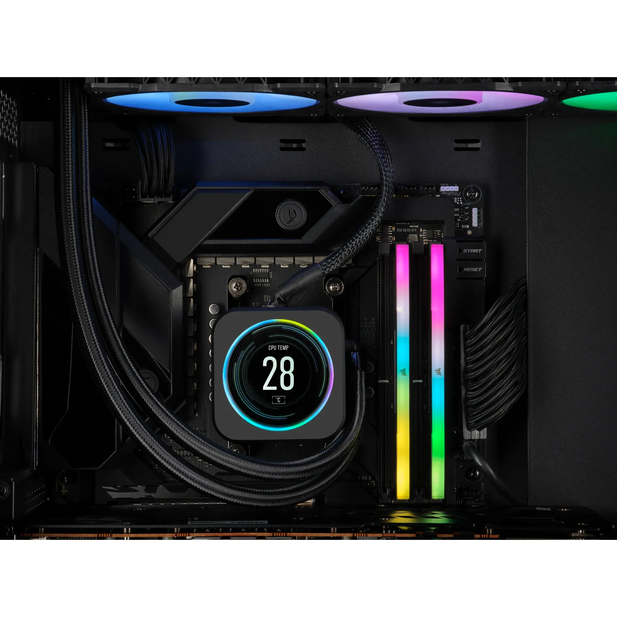 CORSAIR VENGEANCE RGB 64GB 2x32GB DDR5 6200MT/s DIMM Unbuffered 32-38-38-80 Std PMIC XMP 3.0 Black Heatspreader RGB LED 1.4V
