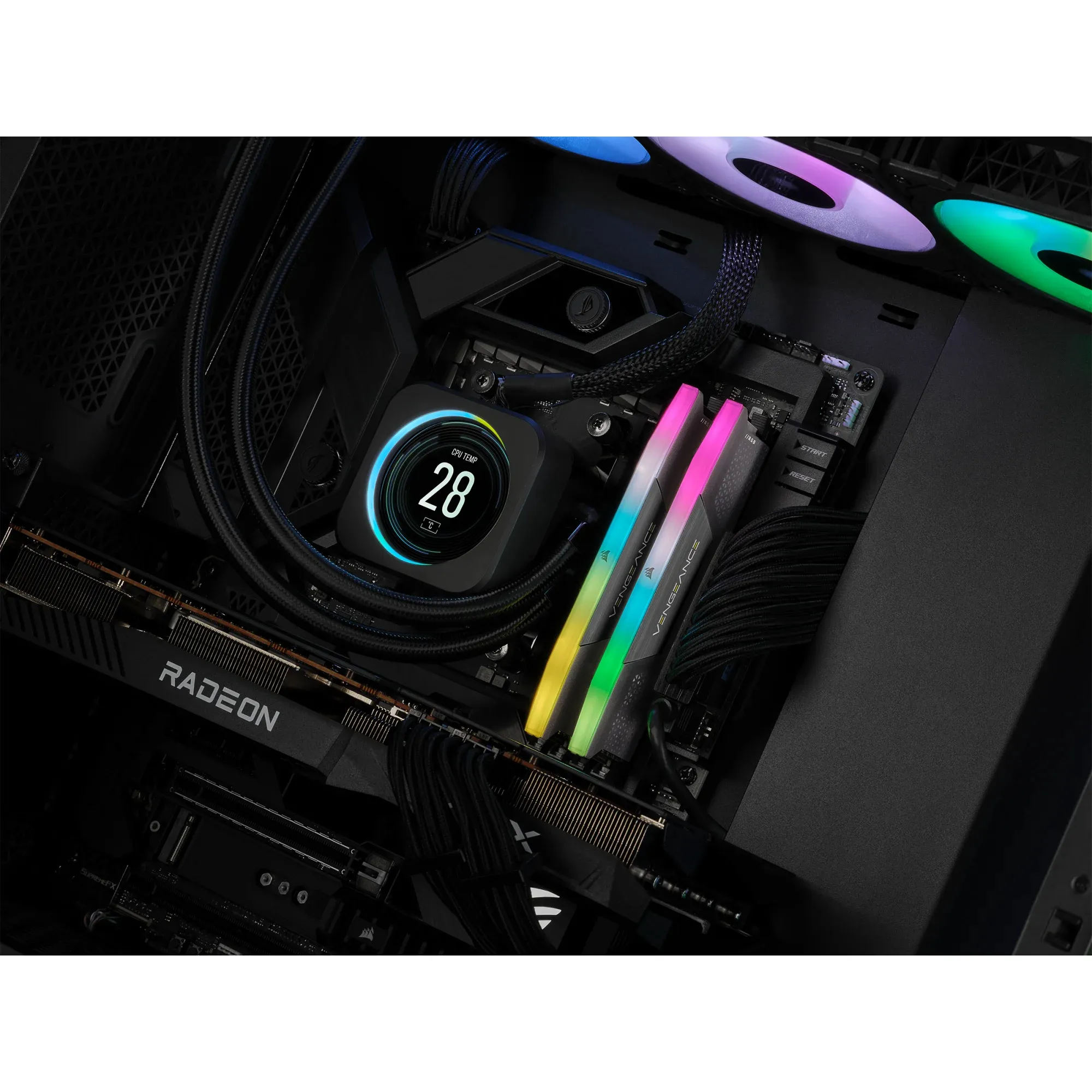 CORSAIR VENGEANCE RGB 64GB 2x32GB DDR5 6200MT/s DIMM Unbuffered 32-38-38-80 Std PMIC XMP 3.0 Black Heatspreader RGB LED 1.4V