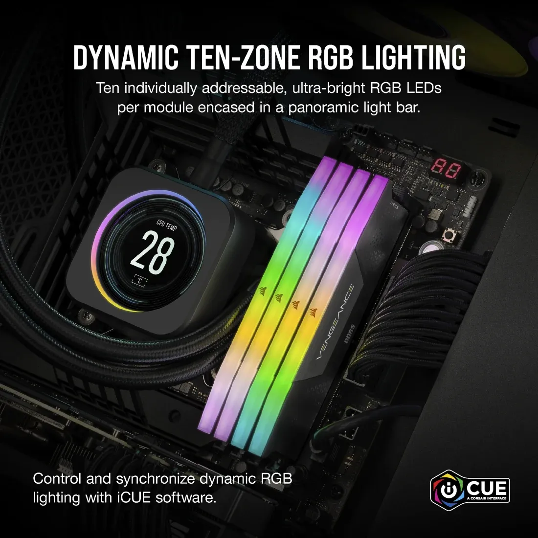 Corsair VENGEANCE RGB 8GB (1 x 8GB) DDR5 5200 MHz, CL40 Memory (XMP)