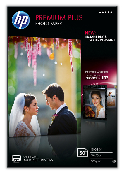 HP Premium Plus Glossy Photo Paper-50 sht/10 x 15 cm 300g/m2