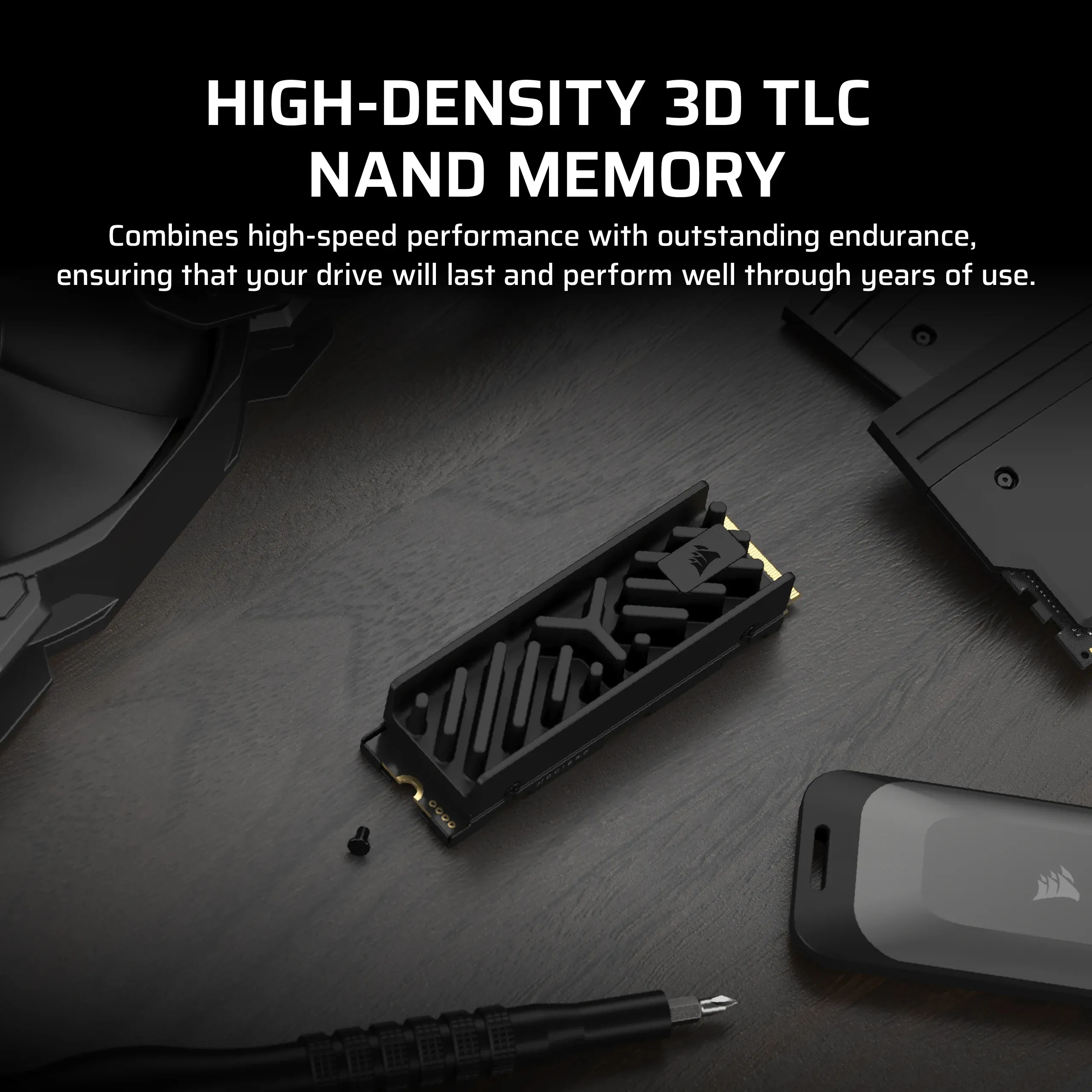 Corsair MP700 Elite 4TB M.2 PCIe 5.0 x4 NVMe SSD, Black