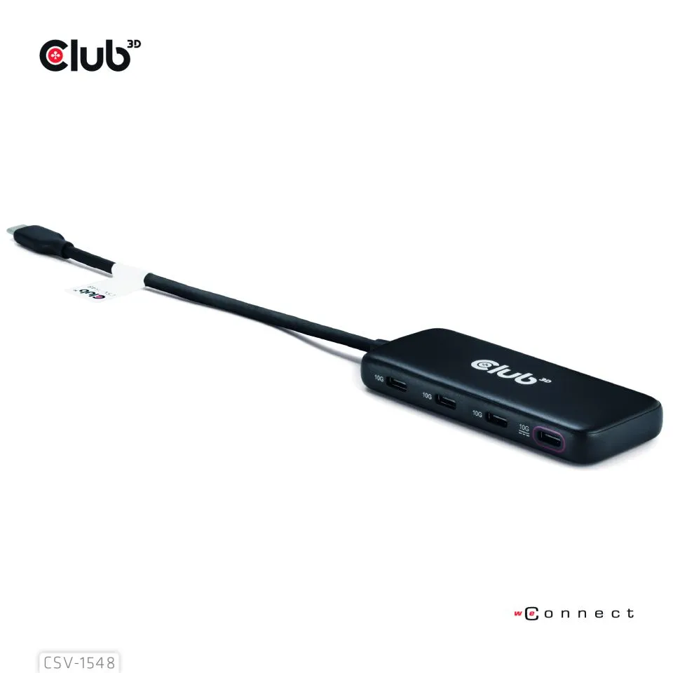 Club 3D USB C - 4x USB-C + PD3.0 100W - adapter, Svart