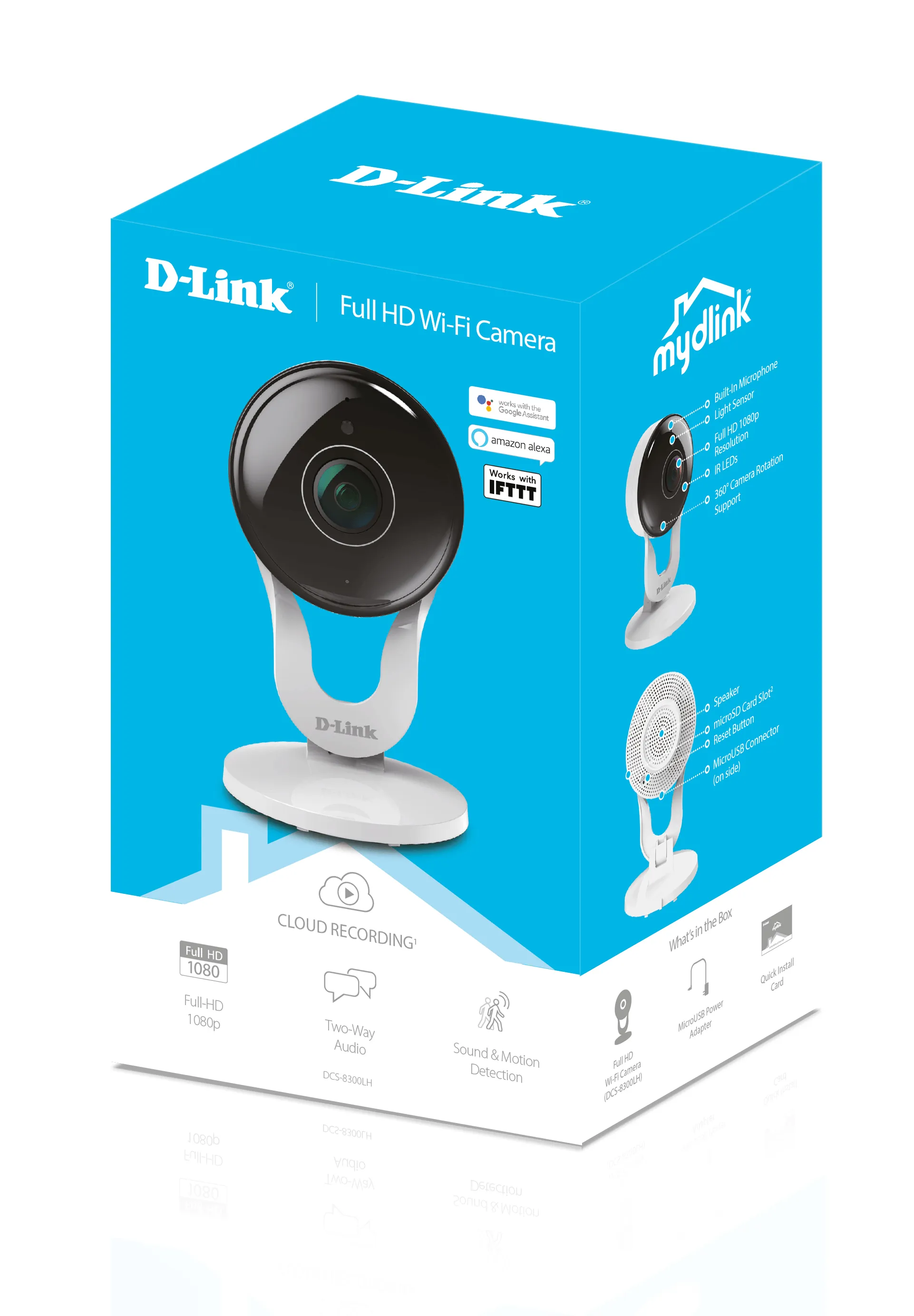 D-Link Full HD valvontakamera, WiFi, kaksisuuntainen &auml;&auml;ni, Smart home, valkoinen