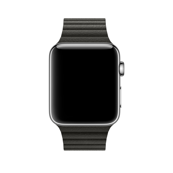 42 mm hiilenharmaa nahkaranneke &ndash; suuri