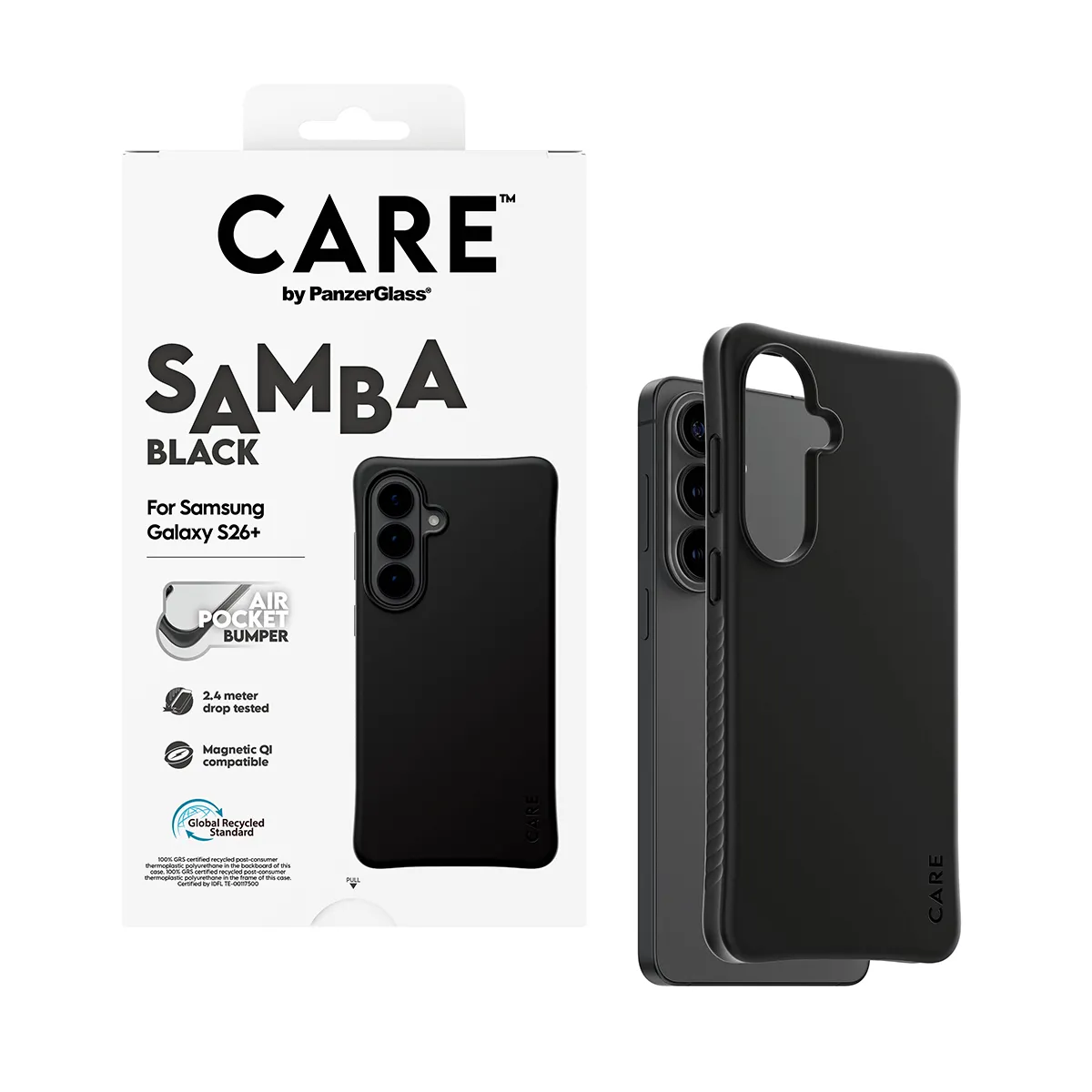 PanzerGlass CARE CASE SAMBA QI, Galaxy S26+ -suojakuori, musta