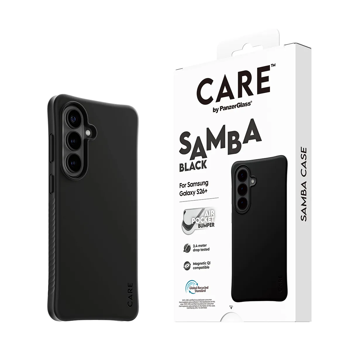 PanzerGlass CARE CASE SAMBA QI, Galaxy S26+ -suojakuori, musta