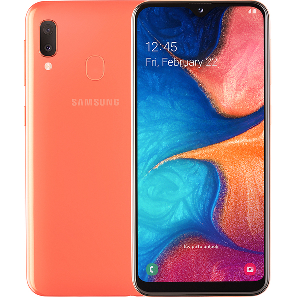 Samsung Galaxy A20e 32 Gt/3 Gt -Android-puhelin, Oranssi