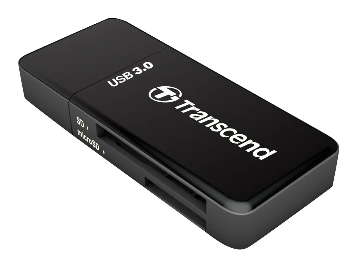 Transcend RDF5 USB 3.1 Kortinlukija, Musta (2-in-1)