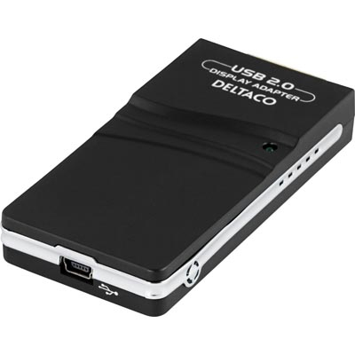 DELTACO, USB 2.0 - DVI/HDMI/VGA-adapteri, toimii lis&auml;n&auml;yt&ouml;nohjaimena