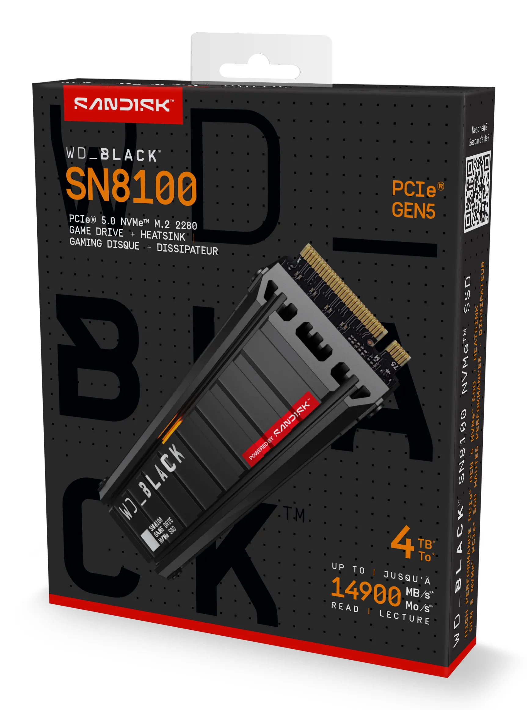 WD Black SN8100 4TB M.2 PCIe 5.0 NVMe SSD with Heatsink
