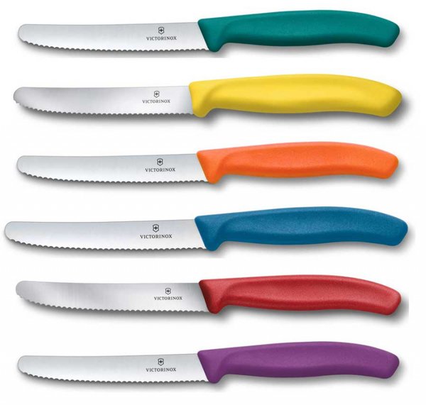 Victorinox Swiss Classic Tomato and Table Knife Set, 6 Pieces, 110 mm, Multicolor