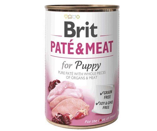 Brit P&acirc;t&eacute; &amp; Meat Puppy Chicken &amp; Turkey, Wet food for dogs, Grain Free, 400g
