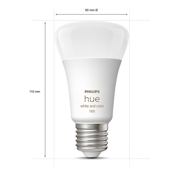 Philips Hue Color A60, E27, 1100 Lumen - smart ljusk&auml;lla