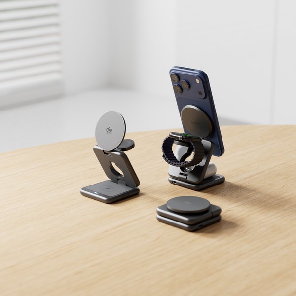 Epico UltraBase Qi2 25W 3in1 Fold Metal Mag+ Wireless Charging Stand EF60 | Space Grey | Protective  &amp;  Travel Pouch Included