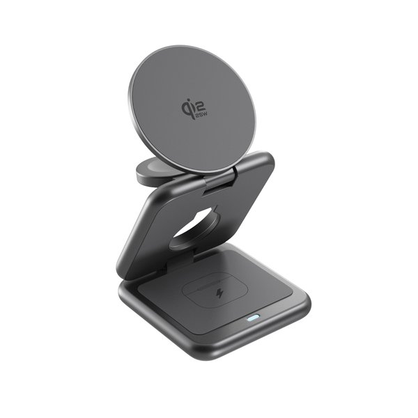 Epico UltraBase Qi2 25W 3in1 Fold Metal Mag+ Wireless Charging Stand EF60 | Space Grey | Protective  &amp;  Travel Pouch Included