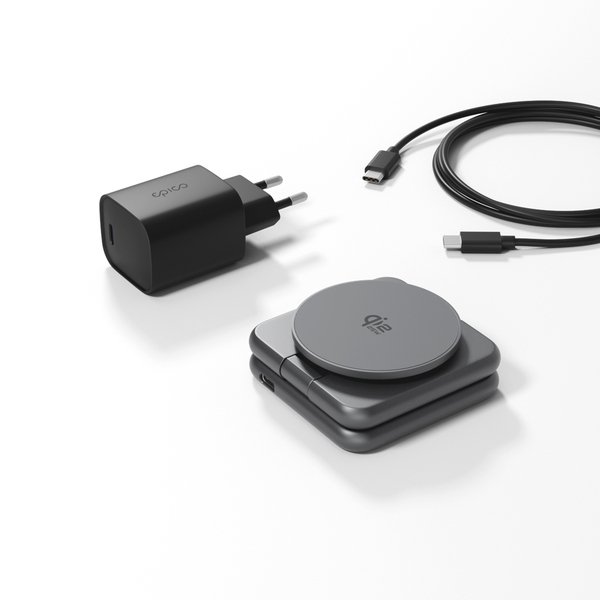 Epico UltraBase Qi2 25W 3in1 Fold Metal Mag+ Wireless Charging Stand EF60 | Space Grey | Protective  &amp;  Travel Pouch Included