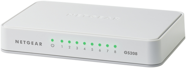 NETGEAR GS208 - Kytkin - hallitsematon - 8 x 10/100/1000 - ty&ouml;p&ouml;yt&auml;