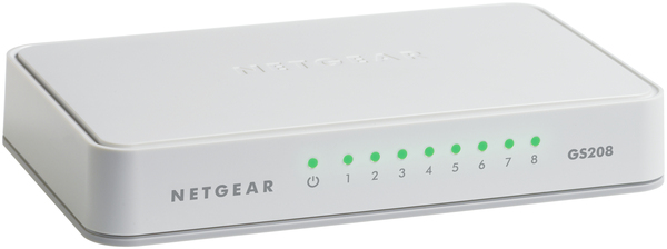 NETGEAR GS208 - Kytkin - hallitsematon - 8 x 10/100/1000 - ty&ouml;p&ouml;yt&auml;