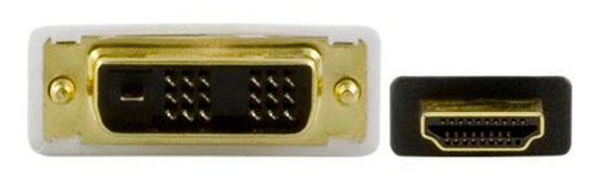 Deltaco HDMI &ndash; DVI-D -kaapeli, 2 m, Musta/Valkoinen