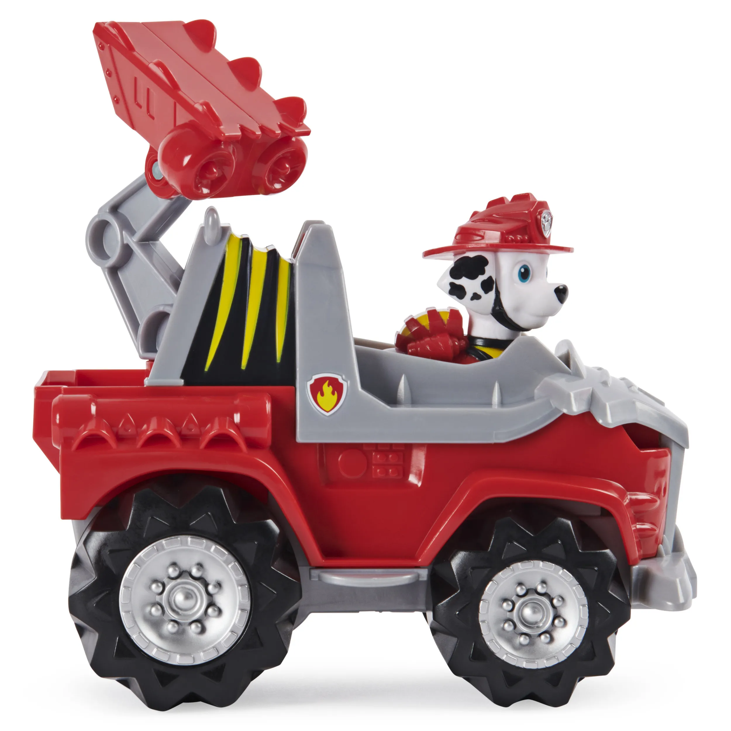 Spin Master Paw Patrol Dino Rescue Deluxe Vehicle Marshall, Toy Vehicle (Red/Grey, Includes Marshall Figure and Surprise Dinosaur)